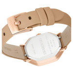 Dextera octagon watch Swiss Made, Leather strap, Brown, Rose gold-tone finish